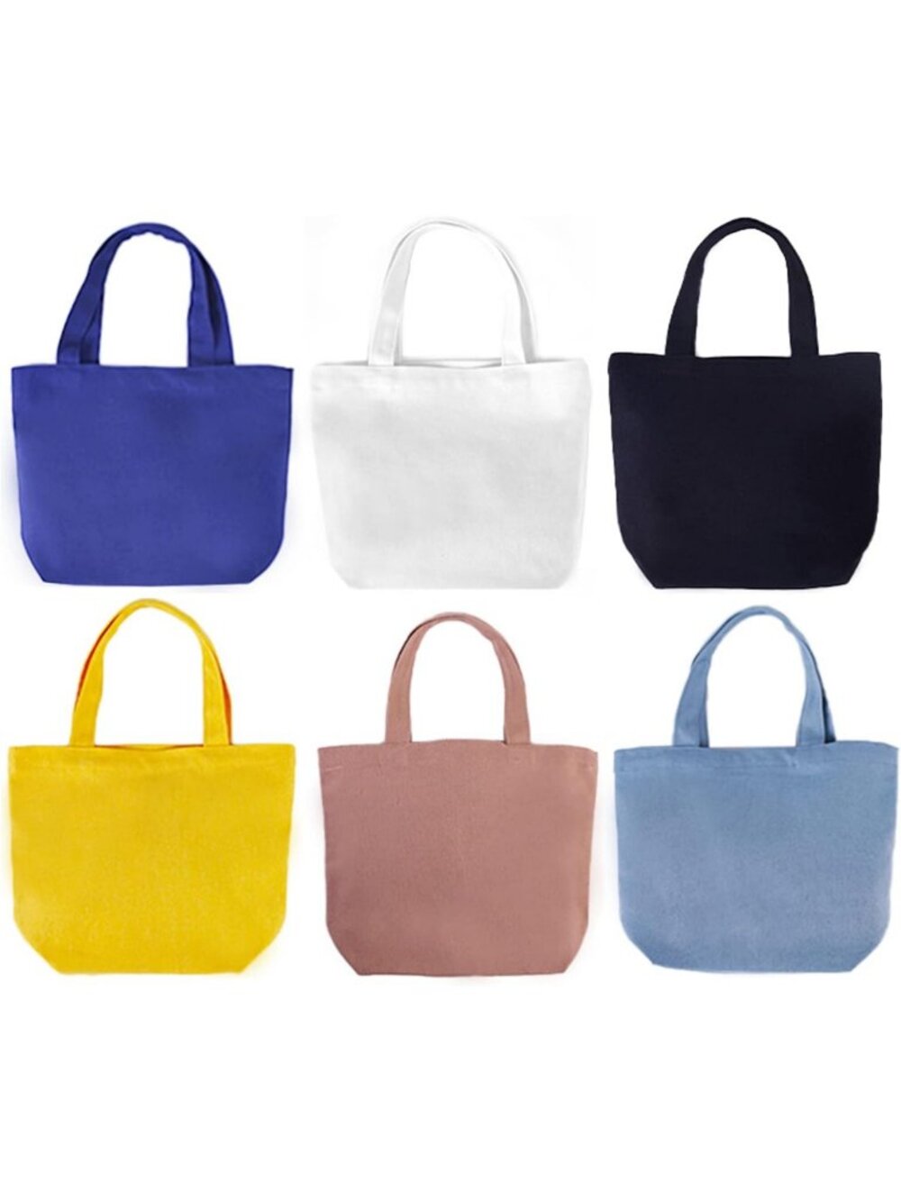 6 Pack Mini Canvas Tote Bags - Reusable Cotton Shopping Bags for DIY Gifts